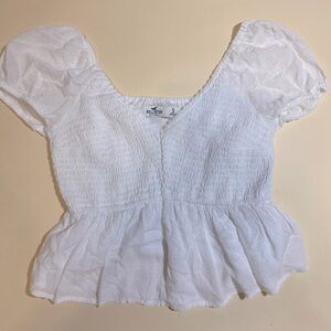Small Hollister white peplum top